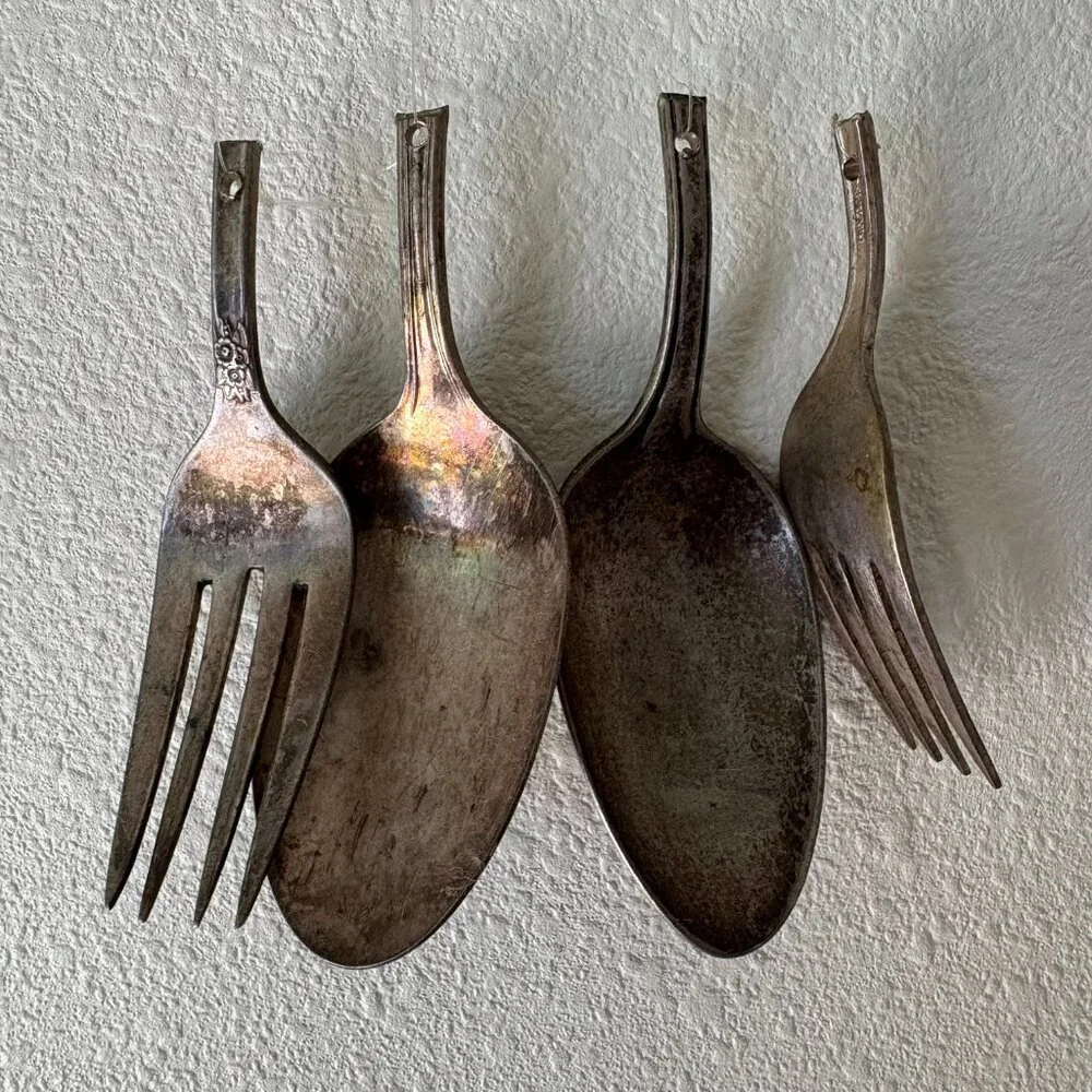 Handmade Silverware Wind Chime Antique Forks Spoons Upcycled Art Foodie Chef